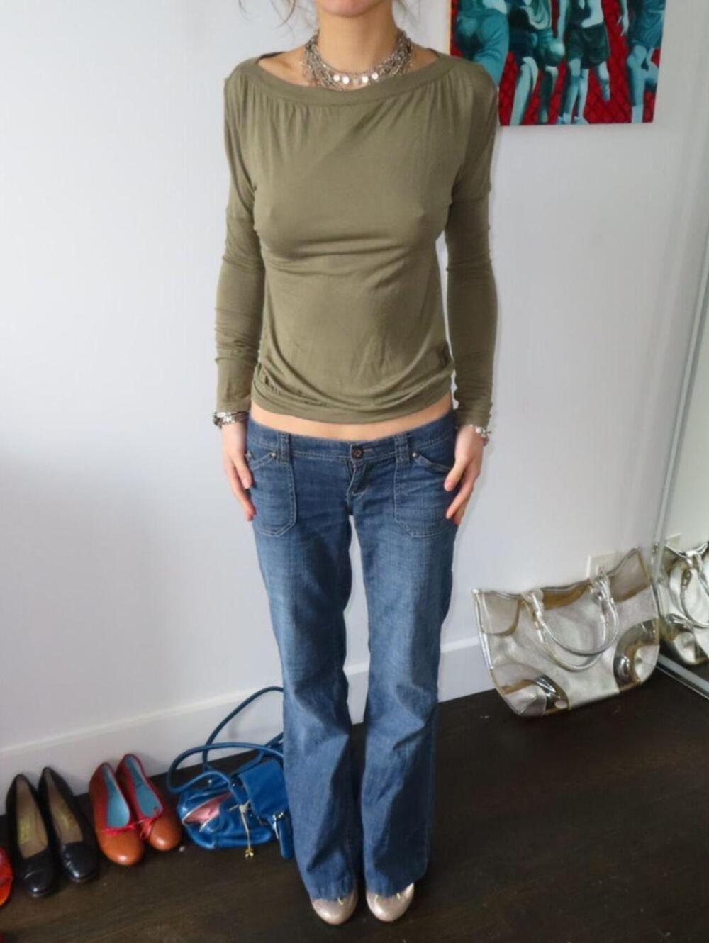 Express Women's Green and Khaki Shirt
